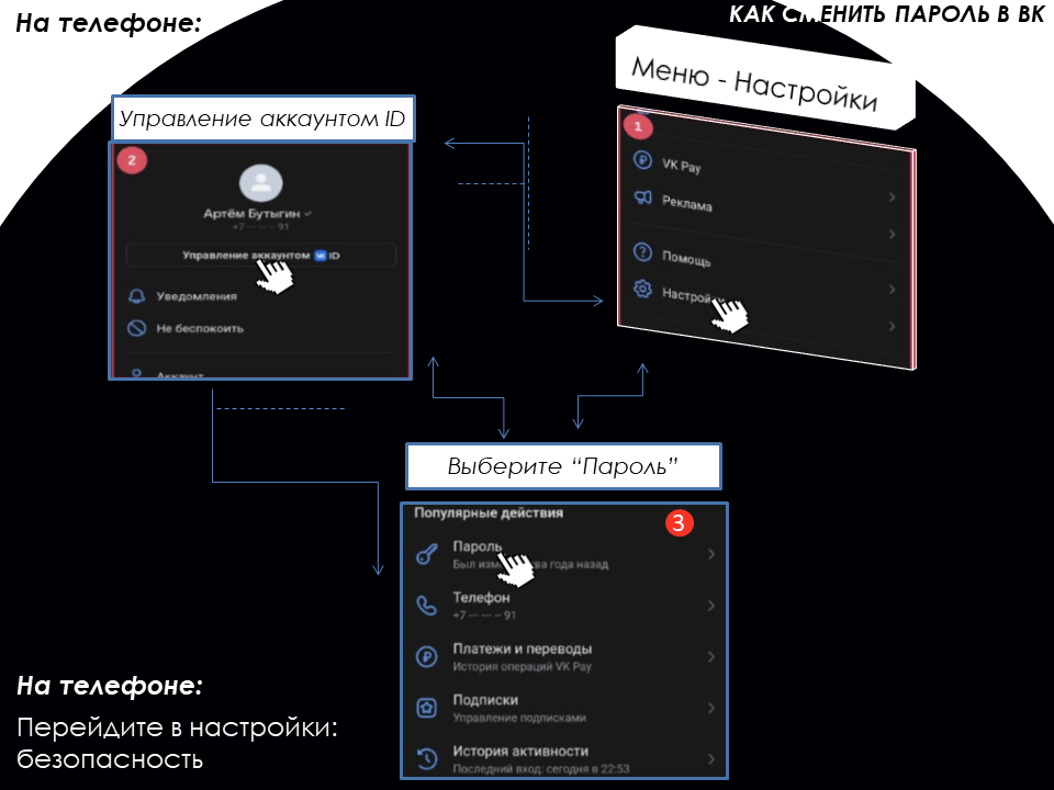 VK шаг 1 — телефон